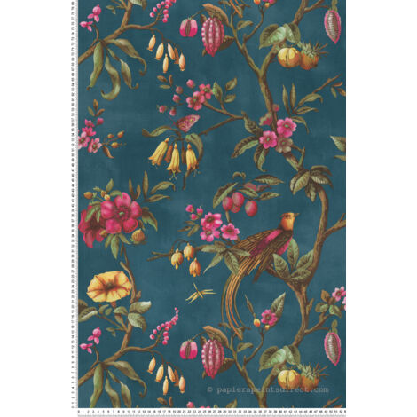 Homemaison – Papier peint vinyle sur intissé à motif floral jungle – 53cm x 10,05m – Résistant à la lumière – Pose facile avec encollage du mur - LTC-BLO443 (1/4)