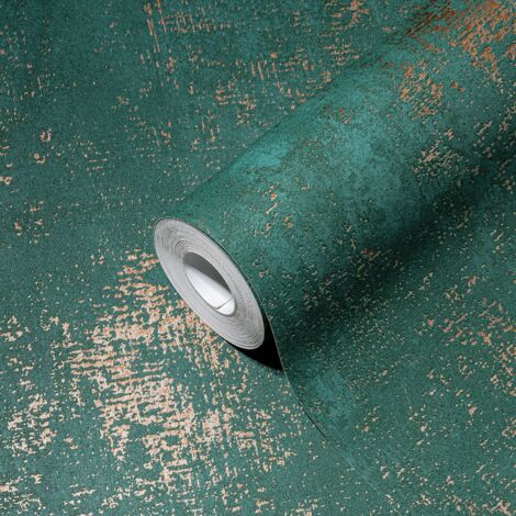 A.S. Creations – Papier peint expansé intissé vert métallisé – Lessivable et strippable – Raccord libre – Résistance à la lumière bonne
