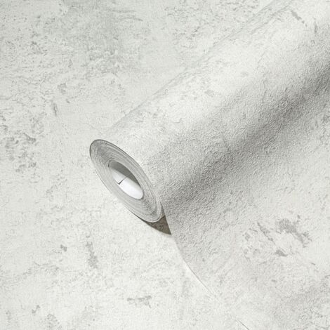 Papier peint aspect béton gris clair Papier peint intissé moderne de style industriel, résistant au frottement