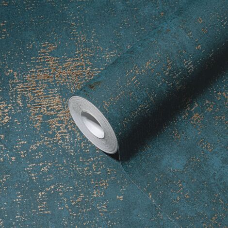 A.S. Creations – Papier peint intissé moderne aspect béton bleu foncé – Papier peint mural industriel – Résistant à l'humidité – Pour cuisine et salle de bains