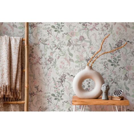 A.S. Creations – Papier peint à motif fleurs vintage – Intissé et embossé – Pour chambre – Résistant à l'humidité et facile à poser (1/8)