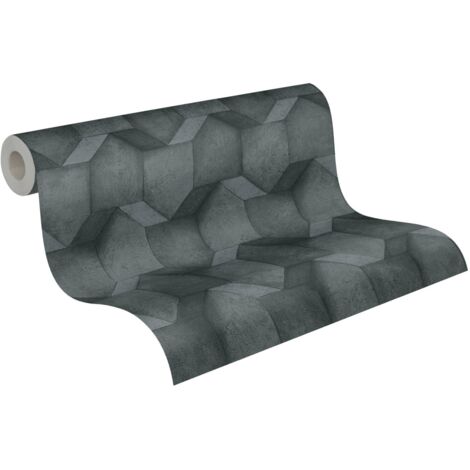 Papier peint intissé en béton Papier peint intissé moderne aspect béton noir en aspect 3D (1/5)