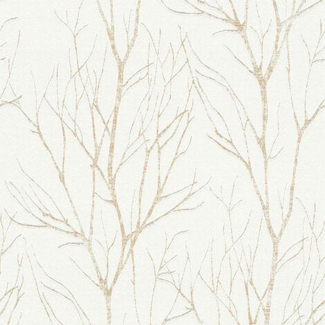 A.S. Creations – Papier peint beige arbre moderne – Tapisserie pour chambre et couloir – Motif arbre – Haute qualité pour salon
