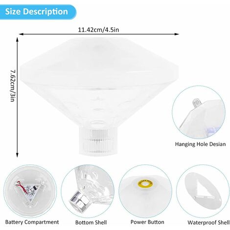 Herefun Lampe LED Flottante Lampes LED Flottantes étanches IP68 Avec 7 Modes de Couleurs Assorties Fontaine Lumière de Piscine de LED Sous-Marine LED Disco pour Piscine Spa 