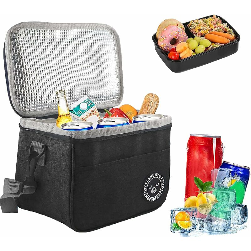 COZEVDNT Isolierte Kühltasche, Kühltasche, wasserdichte, faltbare  Lunchtasche, Mahlzeitentasche für Mittagessen/Arbeit/Schule/Strand/Picknick  (schwarz)