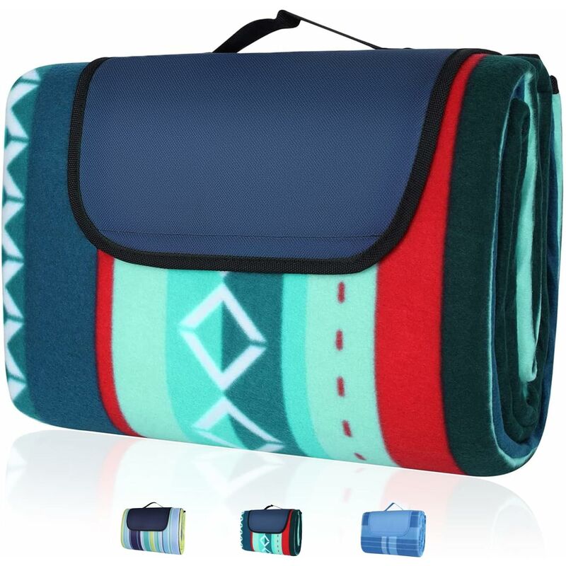 COZEVDNT Picknickdecke 200 x 300 cm, wasserdichte Picknickmatte mit Tragegriff, wärmeisoliertes Fleece, wasserdicht, Stranddecke für Camping, Picknick, Reisen