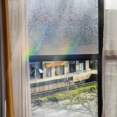 COZEVDNT Sichtschutz-Fensterfolie, 44,5 x 200 cm, 3D-Regenbogen-Fensterfolie,  Verdunkelungs-Fensterfolie, Anti-UV, elektrostatische