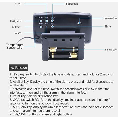 Auto-Temperaturuhr, LED-Digitaluhr mit Hintergrundbeleuchtung, Auto- Temperatur-Armaturenbrett-Alarm-Thermometer