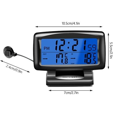 Auto-Temperaturuhr, LED-Digitaluhr mit Hintergrundbeleuchtung,  Auto-Temperatur-Armaturenbrett-Alarm-Thermometer