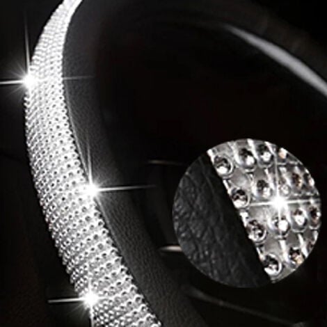 COZEVDNT Lenkradabdeckung Lenkrad in robuster PU Leder elegantes  Kristalldiamanten, funkelnde Diamant Bling Bling Car Lenkrad