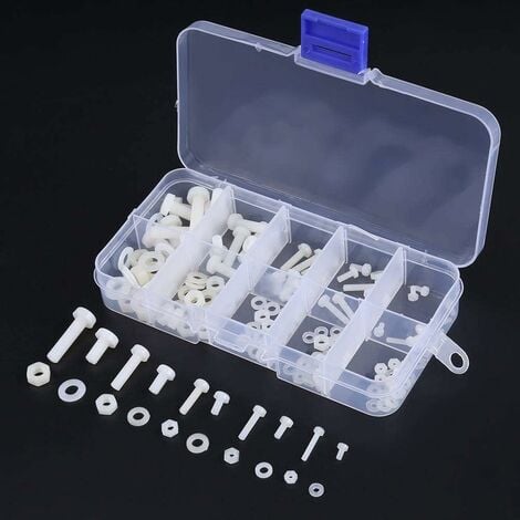 COZEVDNT 150 Stück Polyamid-Schrauben, wasserdichtes Muttern-Schrauben-Set  mit Box für elektrische und mechanische Hardware