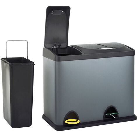 SVITA TC2Combo26 Poubelle de tri sélectif Acier inoxydable gris Corbeille à papier (8l + 18l)