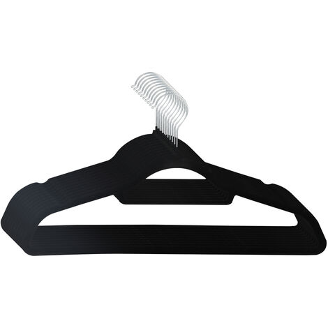 SVITA Lot de 10 cintres pour costume Peu encombrant Antidérapant Velours Noir