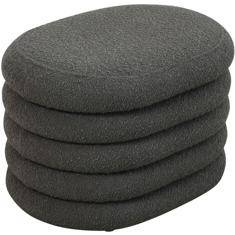Svita – Pouf ottoman avec rangement – Coussin boucle gris foncé – Dimensions 60x45x42cm – Confort et style pour salon