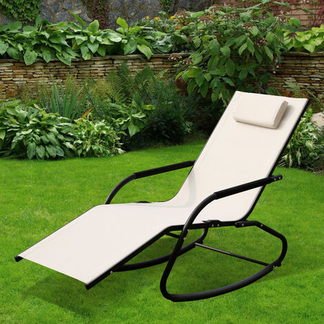 BAKAJI Chaise Longue De Jardin Réglable Textilène Beige – Confort Premium, Pliable, Idéale Terrasse Piscine Et Balcon