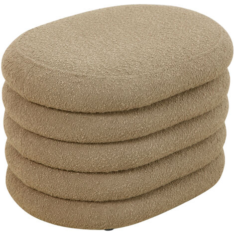 Svita – Tabouret pouf avec espace de rangement – Revêtement en tissu boucle marron clair – Dimensions 60x45x42cm – Confort et élégance