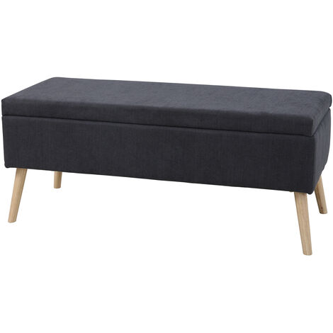 SVITA DAISY XL Tabouret rembourré avec espace de rangement Banquette Tabouret de pied Ottomane Tissu gris foncé