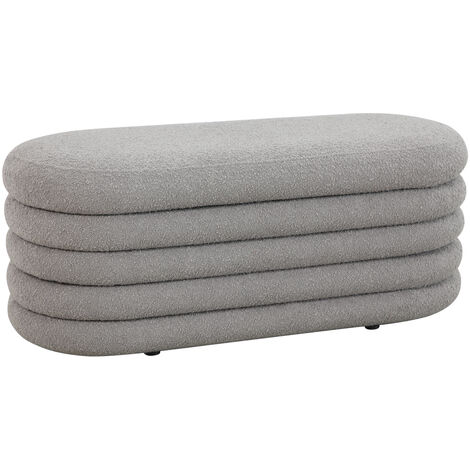 Svita – Pouf ottomane avec espace de rangement – Revêtement bouclé gris clair – Dimensions 108 x 45 x 42 cm – Confort et style pour intérieur