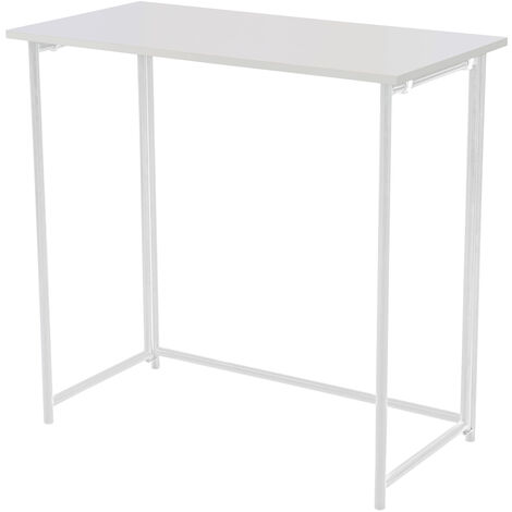 Svita – Bureau pliable étroit 80x40x76cm – Plateau MDF blanc – Pieds en acier – Table d'ordinateur pour espaces réduits – Montage rapide sans outils