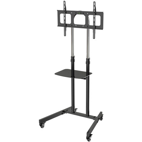 SVITA NONSAN Support TV réglable en hauteur Chariot TV Support TV Roulettes verrouillables Tablette pour ordinateur portable Noir