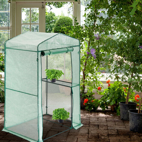 Serre De Jardin Tunnel 100x50x150 Cm - Bâche PVC Transparente, Structure Acier - Porte Zippée - Pour Tomates, Plants, Semis - 4