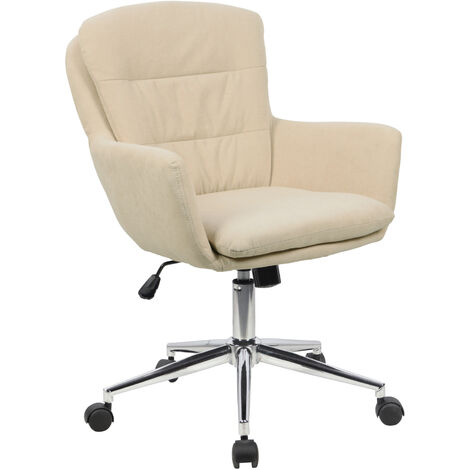 Svita – Chaise de bureau pivotante réglable en hauteur – Tissu beige – Base métallique avec roulettes – Confort d'assise optimal