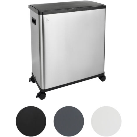 Svita – Poubelle automatique double 60L avec capteur – 2 compartiments amovibles – Acier inoxydable argenté – Roues verrouillables pour déplacement facile - SR2X30