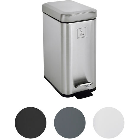 SVITA STM5 Poubelle à pédale 5l incl. seau intérieur Couvercle Softclose Argent (1/5)