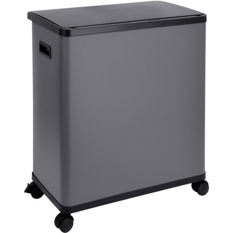 Svita – Poubelle automatique à capteur 2 compartiments 60l – Design élégant gris – Roues pour mobilité – Système d'ouverture sans contact - SR2X30
