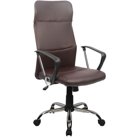 Svita – Chaise de bureau ergonomique marron – Dossier haut réglable – Accoudoirs intégrés – Mécanisme basculant – Base en acier chromé (1/5)
