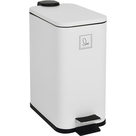SVITA ST5 Poubelle à pédale 5l incl. seau intérieur Softclose rectangulaire blanc (1/5)