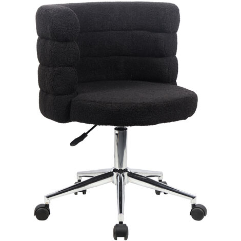 Svita – Chaise de bureau réglable en hauteur avec roulettes – Dossier ergonomique – Housse en peluche bouclée – Noir – Dimensions 60 x 60 x 78-90 cm (1/5)