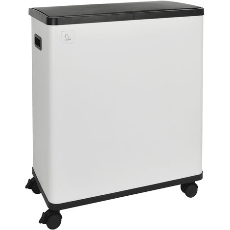 Svita – Poubelle automatique double 60l avec capteur – 2 compartiments – Dimensions 57x34x68 cm – Acier blanc avec seau intérieur plastique - SR2X30