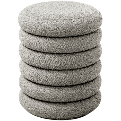 Svita – Pouf ottoman avec rangement – Coussin en teddybouclé gris clair – Dimensions 40x43 cm – Capacité 120 kg – Pour salon et chambre