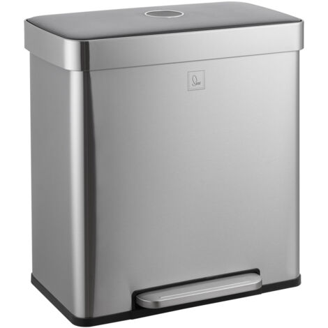 Svita – Poubelle à pédale 60l 2 compartiments – Acier inoxydable – Couvercle Softclose – Dimensions 58x36x59,5cm - LT2X30