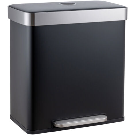 Svita – Poubelle à pédale 60l 2 compartiments – Acier revêtu – Couvercle softclose – Dimensions 58x36x59,5cm – Design moderne noir - LT2X30