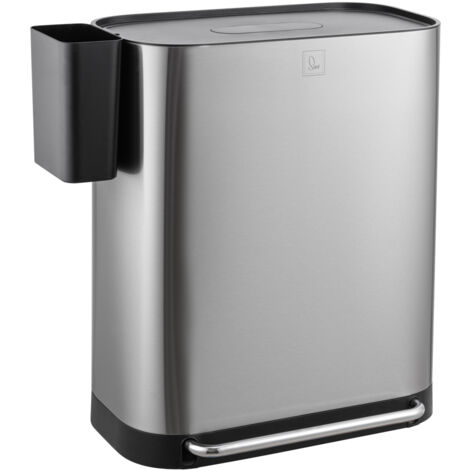 Svita – Poubelle à pédale 60l 2 compartiments – Acier inoxydable – Couvercle avec filtre à charbon actif – Dimensions 57,5 x 37,5 x 68,5 cm - MLT2X30