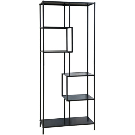 Svita – Étagère métallique 6 niveaux 77x33x185 cm – Acier revêtu par poudre – Style industriel noir pour rangement moderne