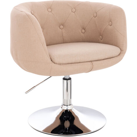 Svita – Chaise longue rétro beige avec base pivotante en métal chromé – Housse en tissu facile d'entretien – Dimensions 61x55x68-78cm