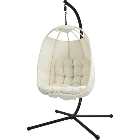 SVITA NELLY Chaise suspendue avec support pliable Chaise suspendue Siège suspendu Panier suspendu beige