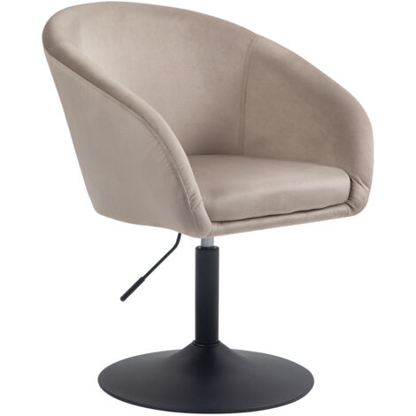 Svita – Fauteuil lounge taupe en velours – Accoudoirs et pied assiette – Hauteur réglable 73-89 cm – Confort optimal pour salon ou bureau