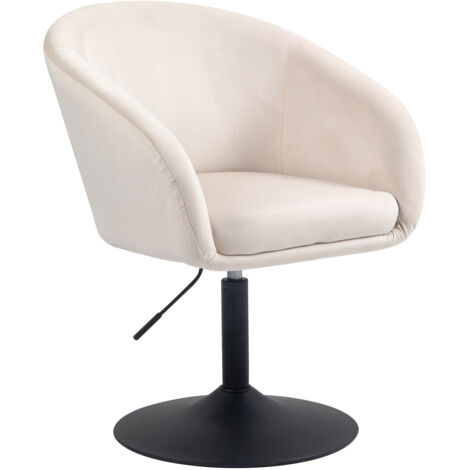 Svita – Fauteuil lounge pivotant crème – Revêtement velours doux – Dimensions 60x60x73-89cm – Accoudoirs ergonomiques 22x34cm – Charge 120kg