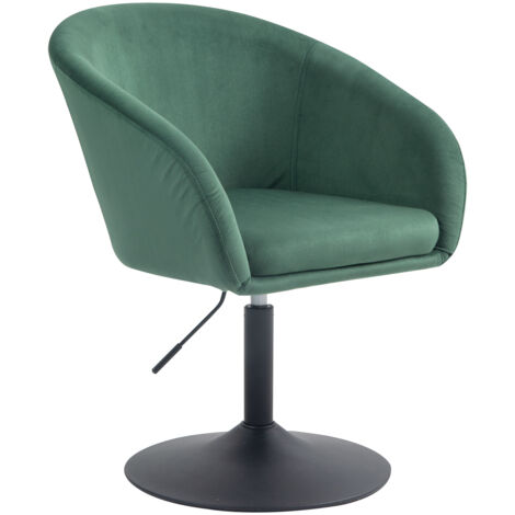 Svita – Fauteuil lounge pivotant en velours vert foncé – Accoudoirs confortables – Hauteur réglable 44-61 cm – Dimensions 60x60x73-89 cm (1/5)