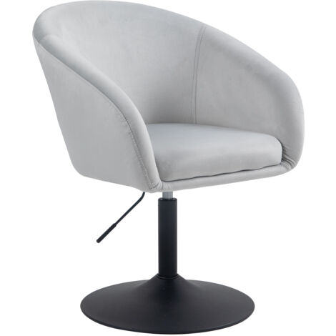 Svita – Fauteuil lounge pivotant en velours gris clair – Accoudoirs confortables – Dimensions 60x60x73-89cm – Charge max 120kg