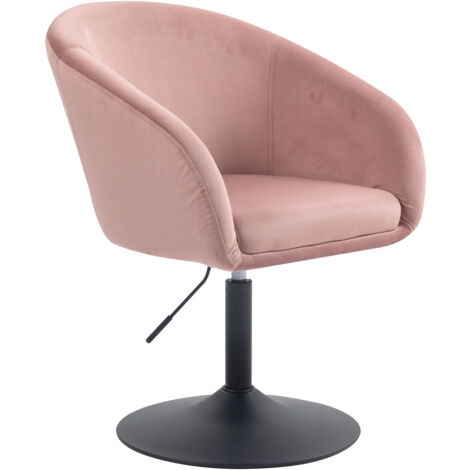 Svita – Fauteuil lounge pivotant vieux rose – Accoudoirs en velours doux – Dimensions 60x60x73-89cm – Capacité 120kg – Chaise de bureau ou déco (1/5)