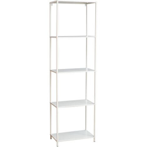 Svita – Étagère bibliothèque étroite en métal blanc – Dimensions 175x51x30 cm – Capacité 8 kg par étagère – Design industriel moderne (1/5)