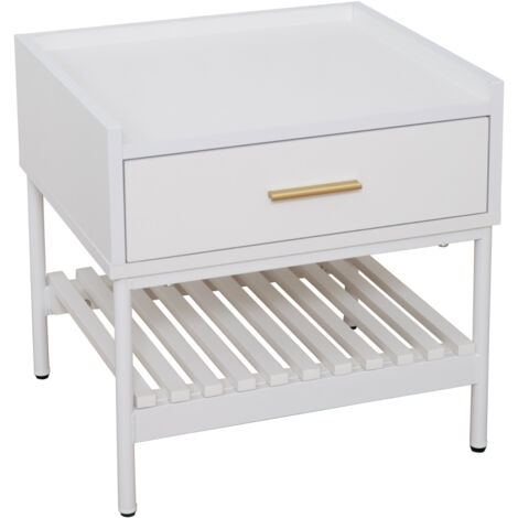 SVITA KORE table de chevet avec tiroir table de nuit commode de nuit blanc (1/5)