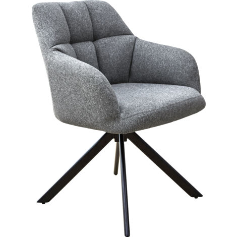 SVITA SORA chaise de salle à manger chaise pivotante rembourrée avec accoudoirs gris (1/5)