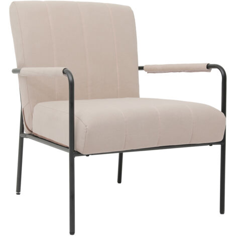 Svita – Fauteuil relax rembourré beige – Accoudoirs chic – Dimensions 70x75x80cm – Cadre métal robuste – Confort optimal pour salon