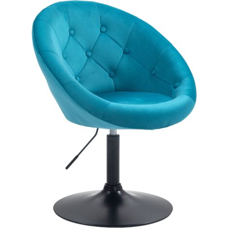 Svita – Fauteuil lounge club pivotant 360° en velours polyester – Piètement métal noir – Dimensions 62x58x75-88cm – Pour salon et cuisine